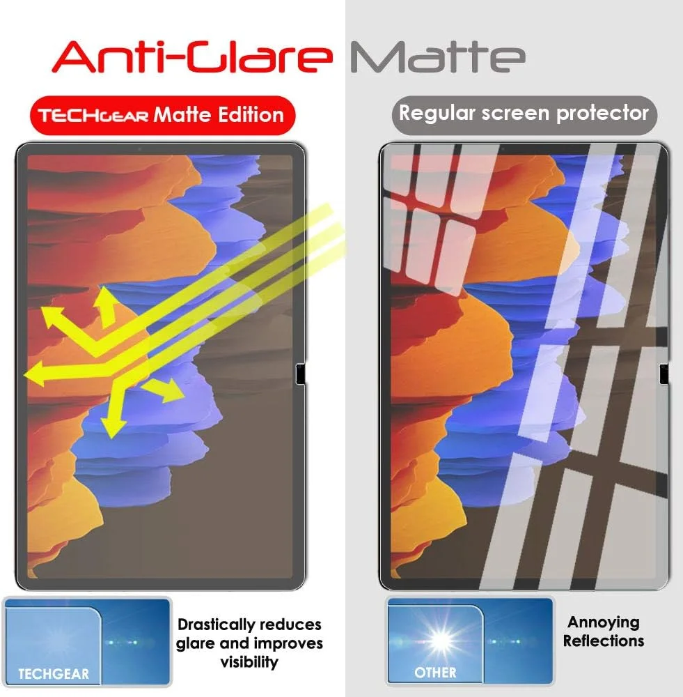 محافظ صفحه نمایش مات TECHGEAR بسته 2 عددی مناسب برای گلکسی تب S7 FE 12.4 اینچ (SM-T730 / SM-T736)، پوشش محافظ صفحه نمایش مات طراحی شده برای سامسونگ گلکسی تب S7 FE 2021
