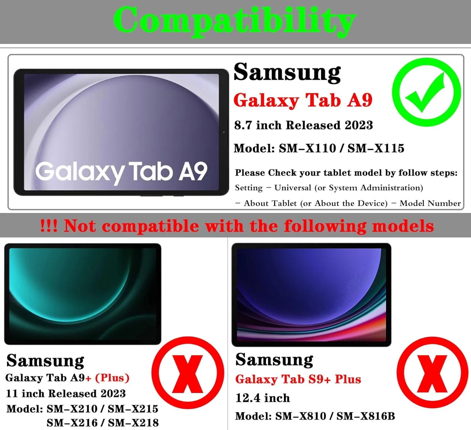 محافظ صفحه نمایش GOZOPO برای گلکسی تب A9 8.7 اینچ 2023 (SM-X110/SM-X115)، محافظ صفحه نمایش شیشه ای حرارت دیده 9H - [بسته 2 عددی]