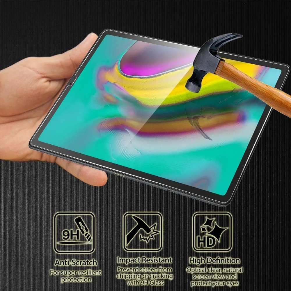 (2 بسته) محافظ صفحه نمایش شیشه ای حرارت دیده اورزیرو برای تبلت سامسونگ گلکسی تب S5e (T725, T720) و تب S6 10.5 اینچ 2019، سختی 9H، ضد خش HD، پوشش کامل (لبه های قوس 2.5D)