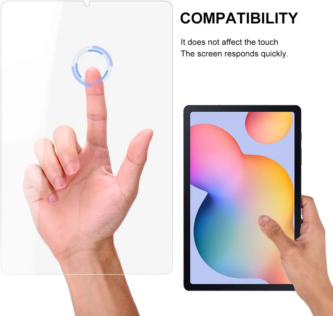 محافظ صفحه نمایش AWH Galaxy Tab S6 Lite، سختی 9H ضد خش بدون حباب سازگار با قلم S و مقاوم در برابر اثر انگشت، شیشه حرارت دیده برای Samsung Galaxy Tab S6
