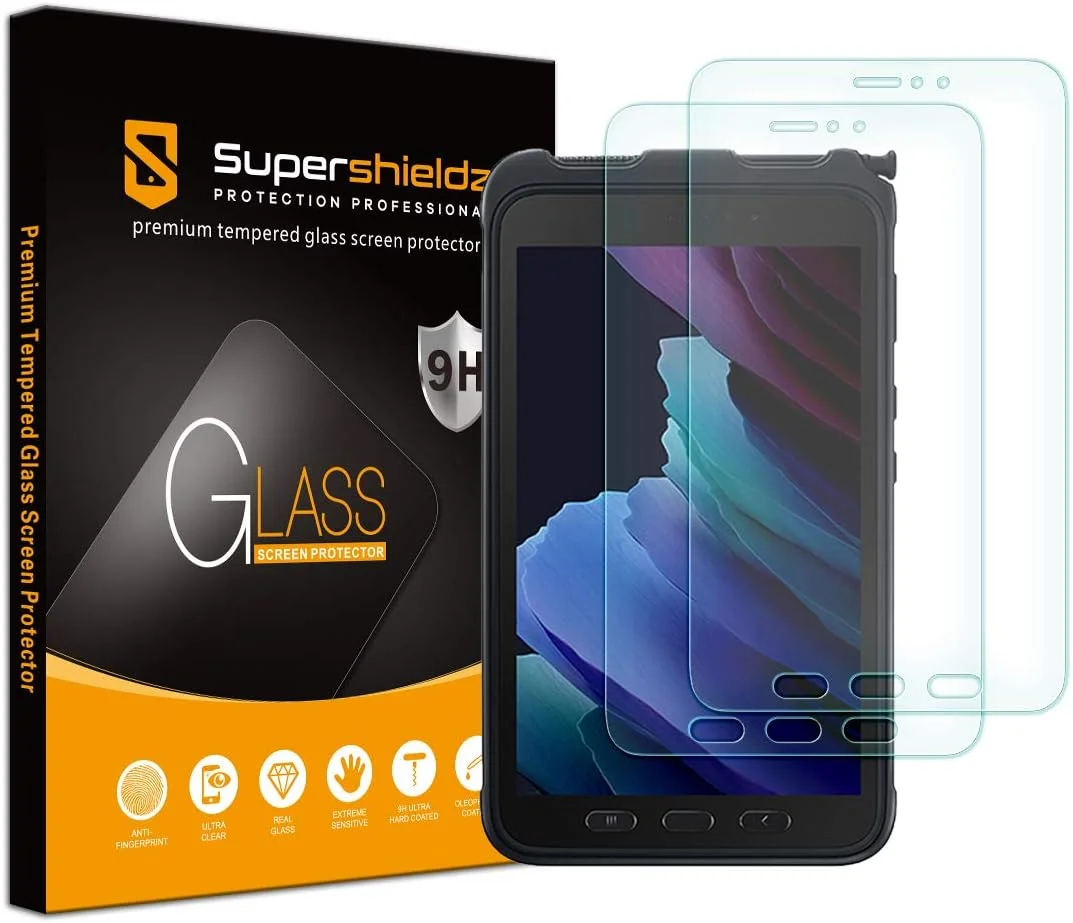 محافظ صفحه نمایش شیشه ای حرارت دیده سوپرشیلدز (2 عدد) طراحی شده برای تبلت سامسونگ گلکسی تب اکتیو 3 (8 اینچ)، ضد خش و بدون حباب