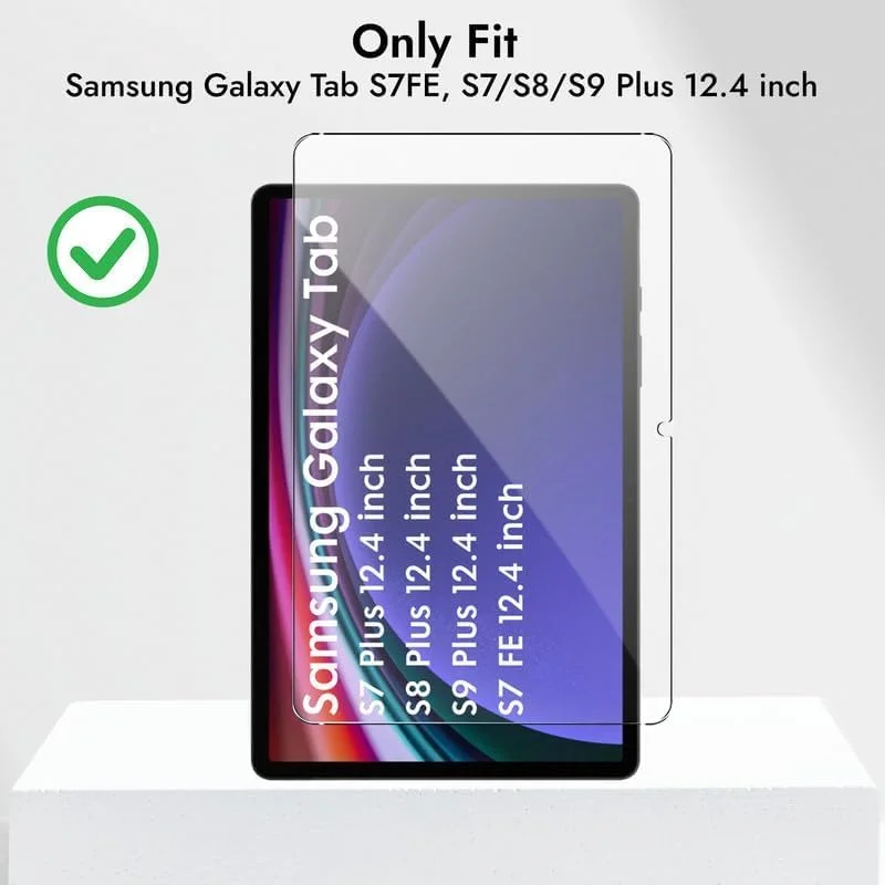 محافظ صفحه نمایش 2 عددی برای گلکسی تب S9 پلاس/تب S7 Fe/تب S8 پلاس 12.4 اینچ، شیشه حرارت دیده با سختی 9H، فیلم شفاف HD برای SM-X800/X806/T730/T736/T970/T975/T976/T978 شفاف