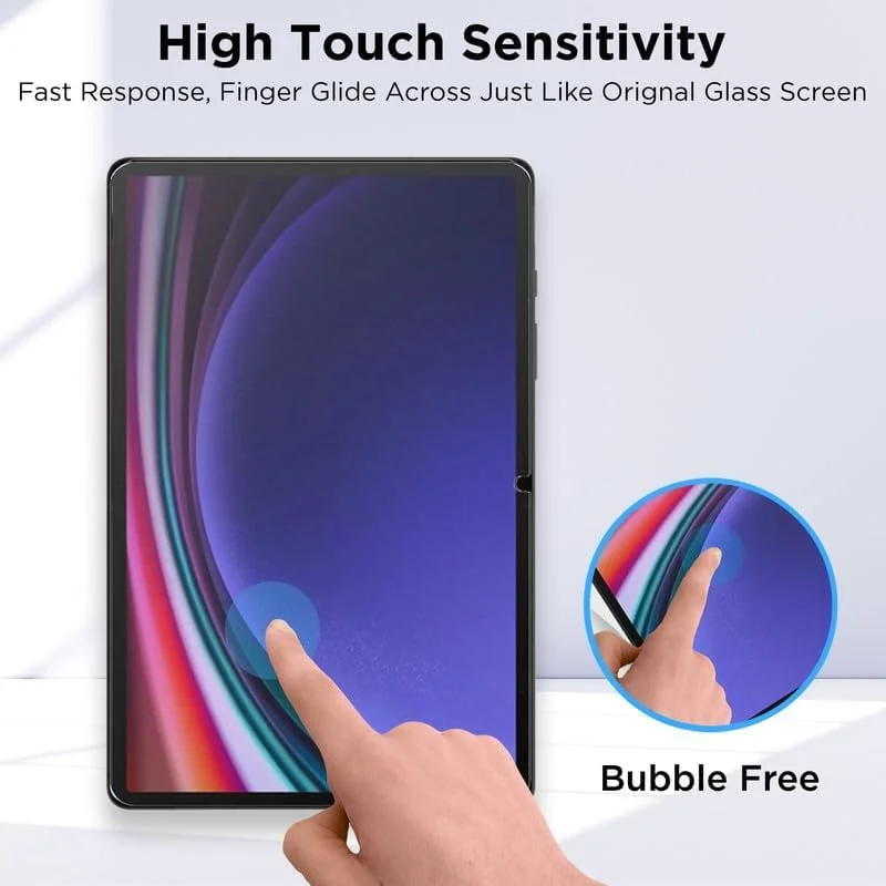 محافظ صفحه نمایش 2 عددی برای گلکسی تب S9 پلاس/تب S7 Fe/تب S8 پلاس 12.4 اینچ، شیشه حرارت دیده با سختی 9H، فیلم شفاف HD برای SM-X800/X806/T730/T736/T970/T975/T976/T978 شفاف