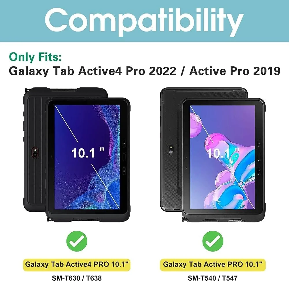 محافظ صفحه نمایش شیشه ای [بسته 2 عددی] برای Samsung Galaxy Tab Active 4 Pro/Tab Active Pro 10.1 SM-T540/T545/T547 عرضه شده در سال 2019/2022 - فیلم شیشه ای حرارت دیده / کیفیت بالا / سختی 9H (2 عدد)