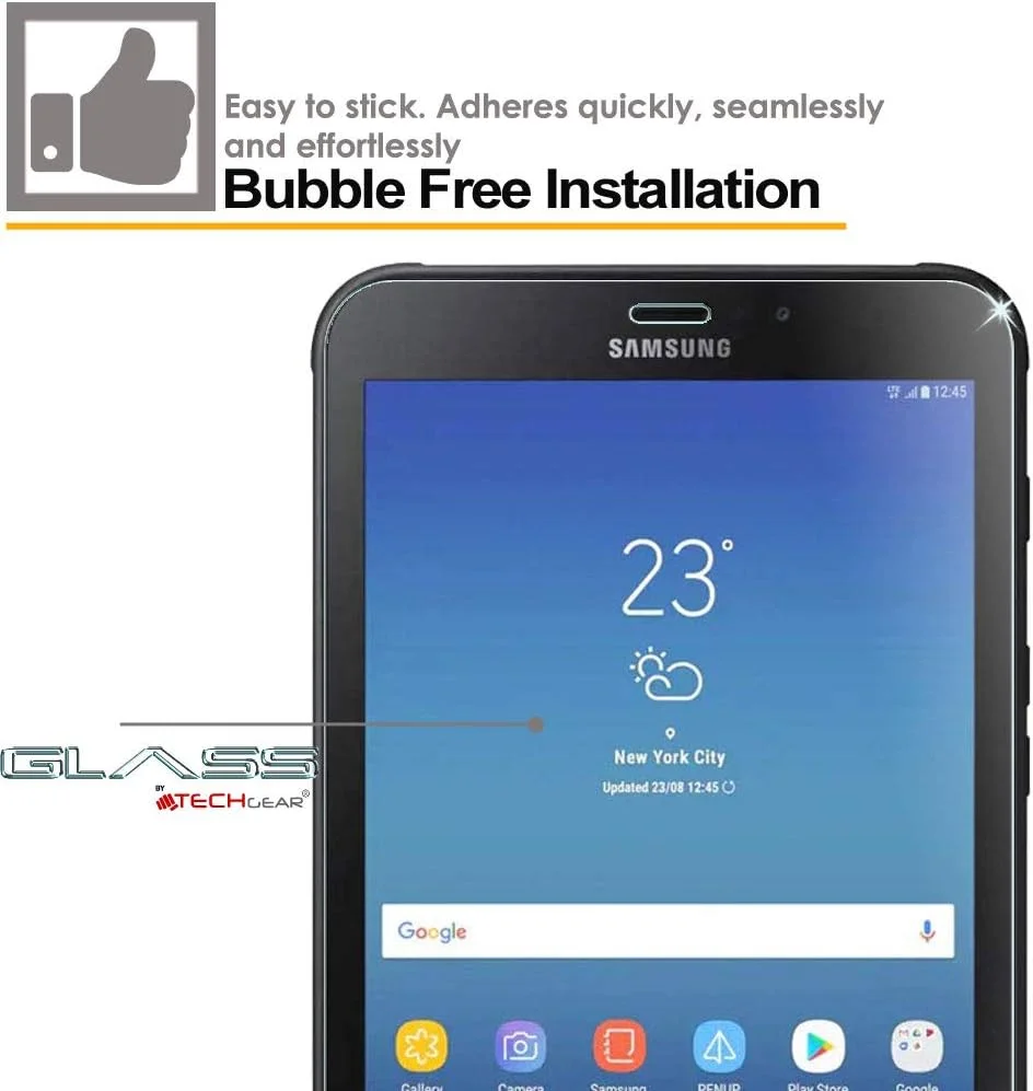 محافظ صفحه نمایش شیشه ای TECHGEAR GLASS Edition طراحی شده برای Samsung Galaxy Tab Active 2 8.0 اینچ (-T390 / -T395)، محافظ صفحه نمایش شیشه ای حرارت دیده [سختی 9H] [وضوح HD] [مقاوم در برابر خراش] [بدون حباب]