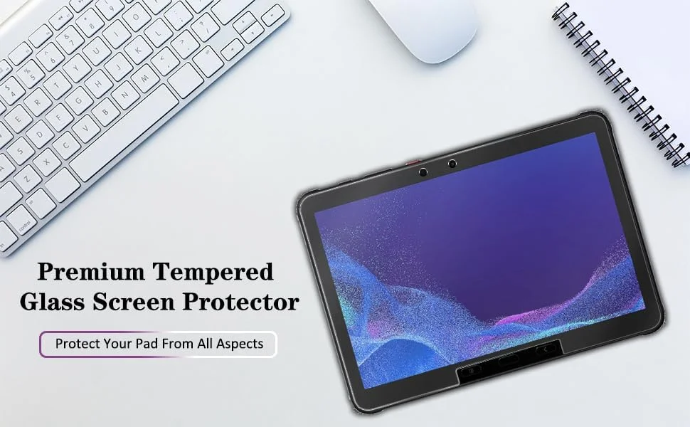 محافظ صفحه نمایش شیشه ای [بسته 2 عددی] برای Samsung Galaxy Tab Active 4 Pro/Tab Active Pro 10.1 SM-T540/T545/T547 عرضه شده در سال 2019/2022 - فیلم شیشه ای حرارت دیده / کیفیت بالا / سختی 9H (2 عدد)