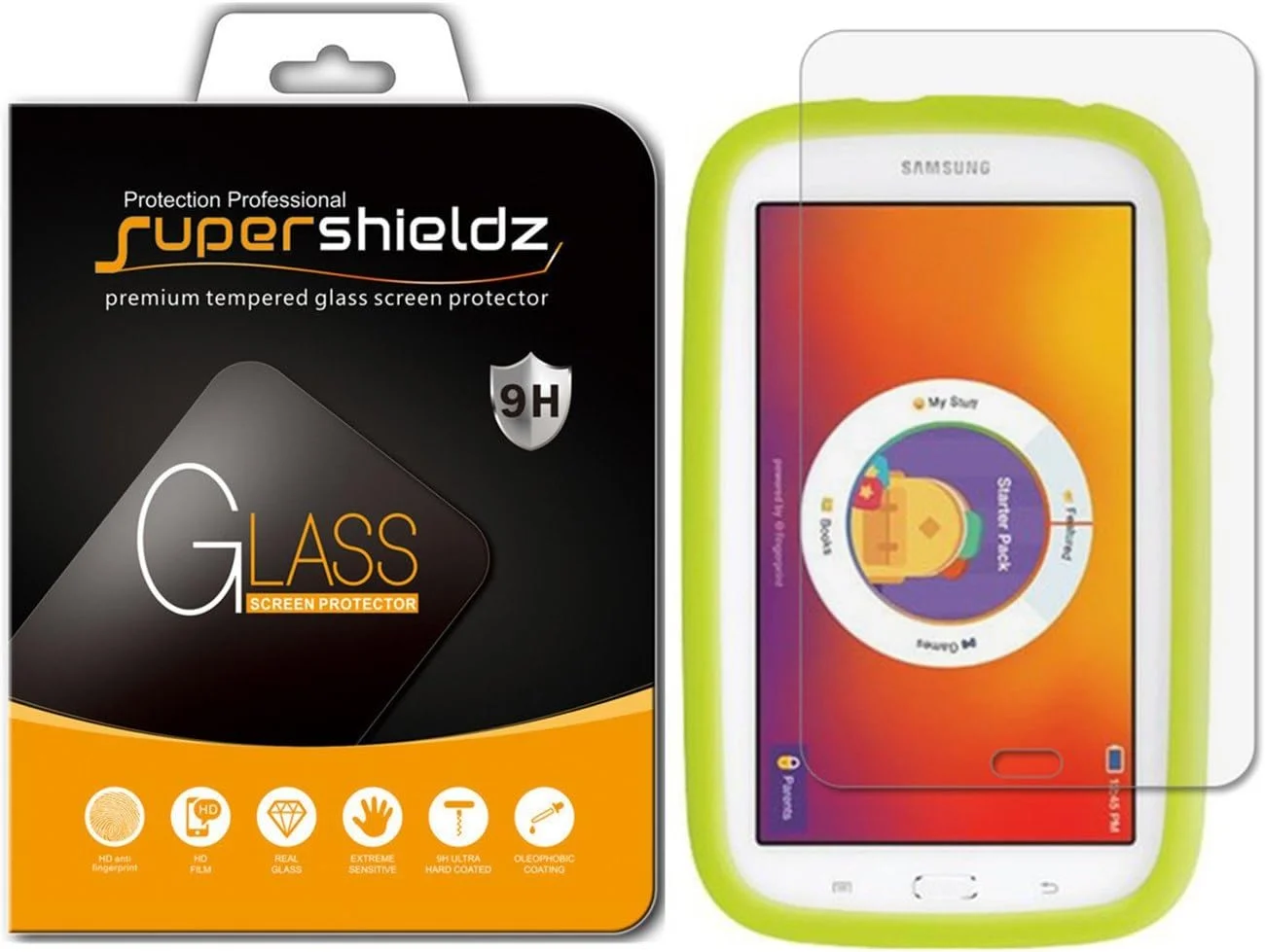 محافظ صفحه نمایش شیشه ای حرارت دیده Supershieldz برای تبلت سامسونگ گلکسی تب E Lite 7.0 اینچی، ضد خش، ضد اثر انگشت، بدون حباب، تعویض مادام العمر