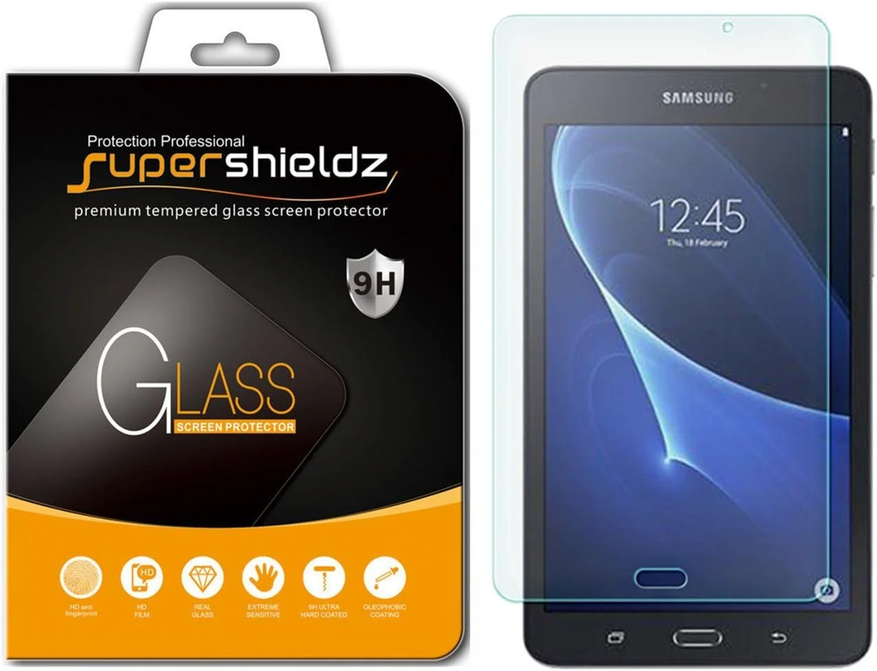 محافظ صفحه نمایش شیشه ای حرارت دیده Supershieldz برای تبلت سامسونگ گلکسی تب A 7.0 اینچ، ضد خش، ضد اثر انگشت، بدون حباب، تعویض مادام العمر