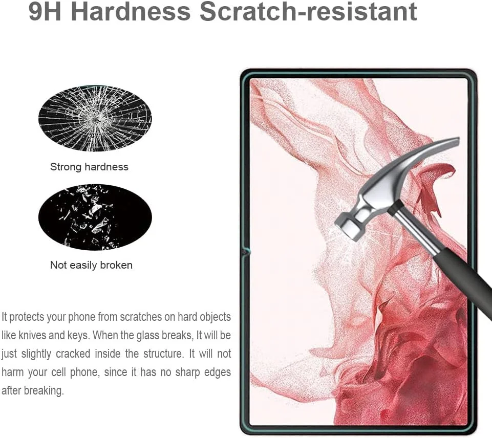 محافظ صفحه نمایش ویدامین 2 عددی، سازگار با تبلت سامسونگ گلکسی تب S8+/ گلکسی تب S8 پلاس (12.4 اینچ)، شیشه حرارت دیده ممتاز با سختی 9H، [شفافیت کریستالی]، [مقاوم در برابر خراش]، [بدون حباب]