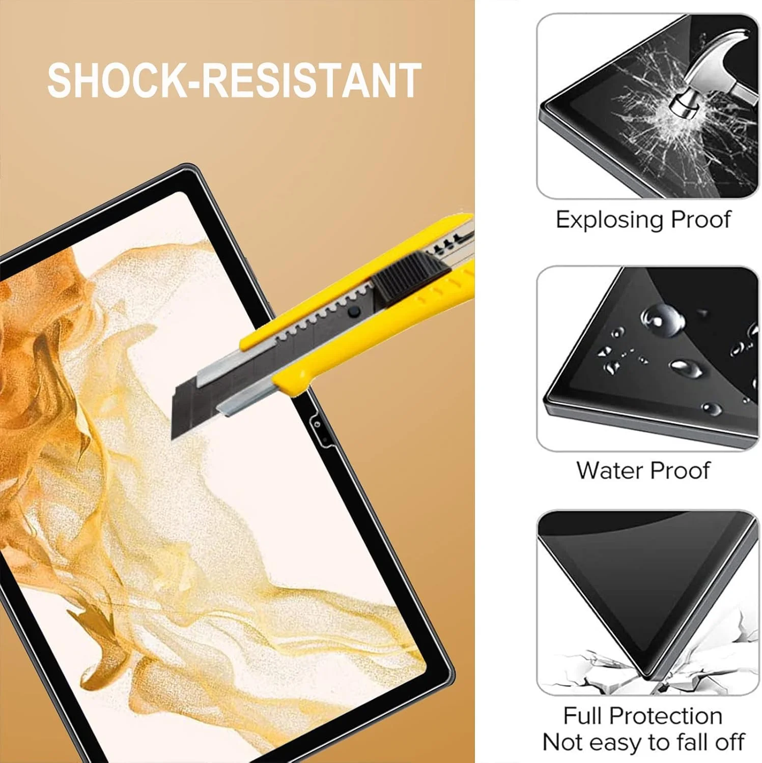 محافظ صفحه نمایش KZIOACSH برای تبلت سامسونگ گلکسی تب S8 پلاس/S7 پلاس/S7 FE سایز 12.4 اینچ، شیشه حرارت دیده شفاف HD مقاوم در برابر خراش با سختی 9H، پوشش محافظ ضد ضربه برای گلکسی تب S8 پلاس/S7 پلاس/S7 FE