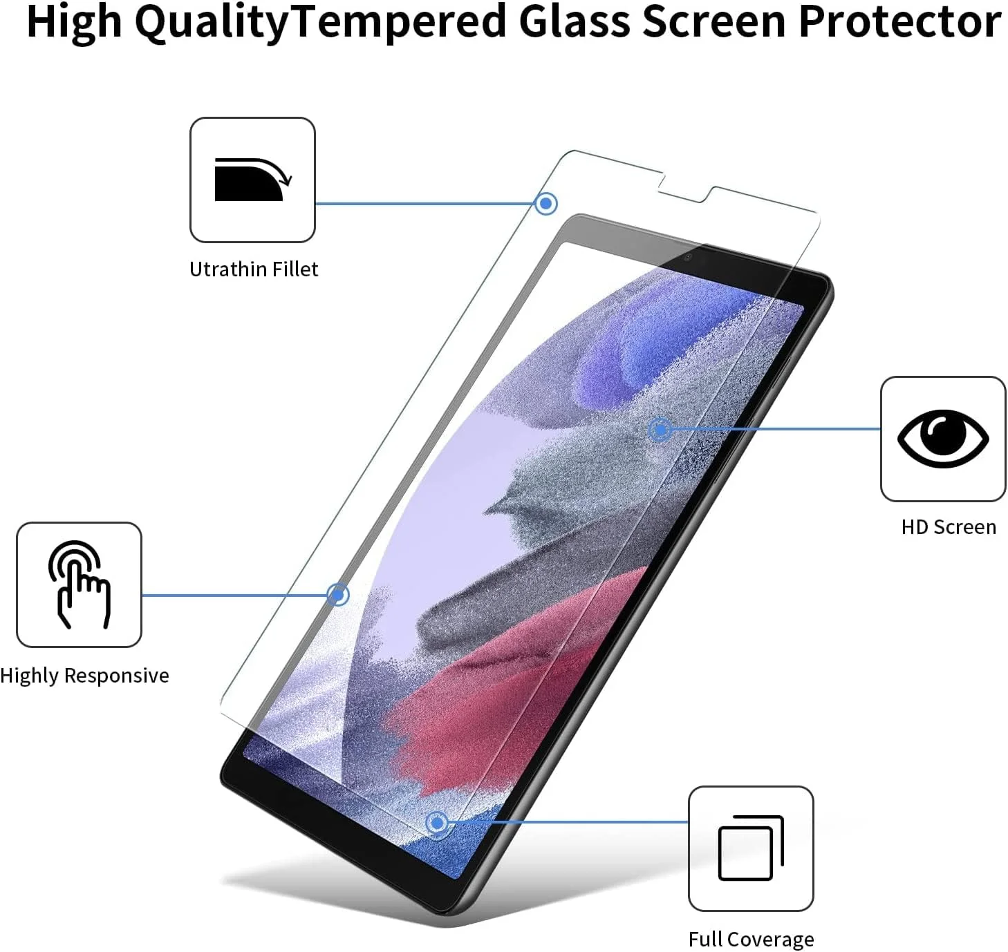 محافظ صفحه نمایش شیشه ای حرارت دیده آواکوت، بسته 2 عددی، مخصوص تبلت سامسونگ گلکسی تب A7 لایت 8.7 اینچی مدل 2021 | شفافیت بالا | مقاوم در برابر خراش | محافظ صفحه حساس برای مدل SM-T220