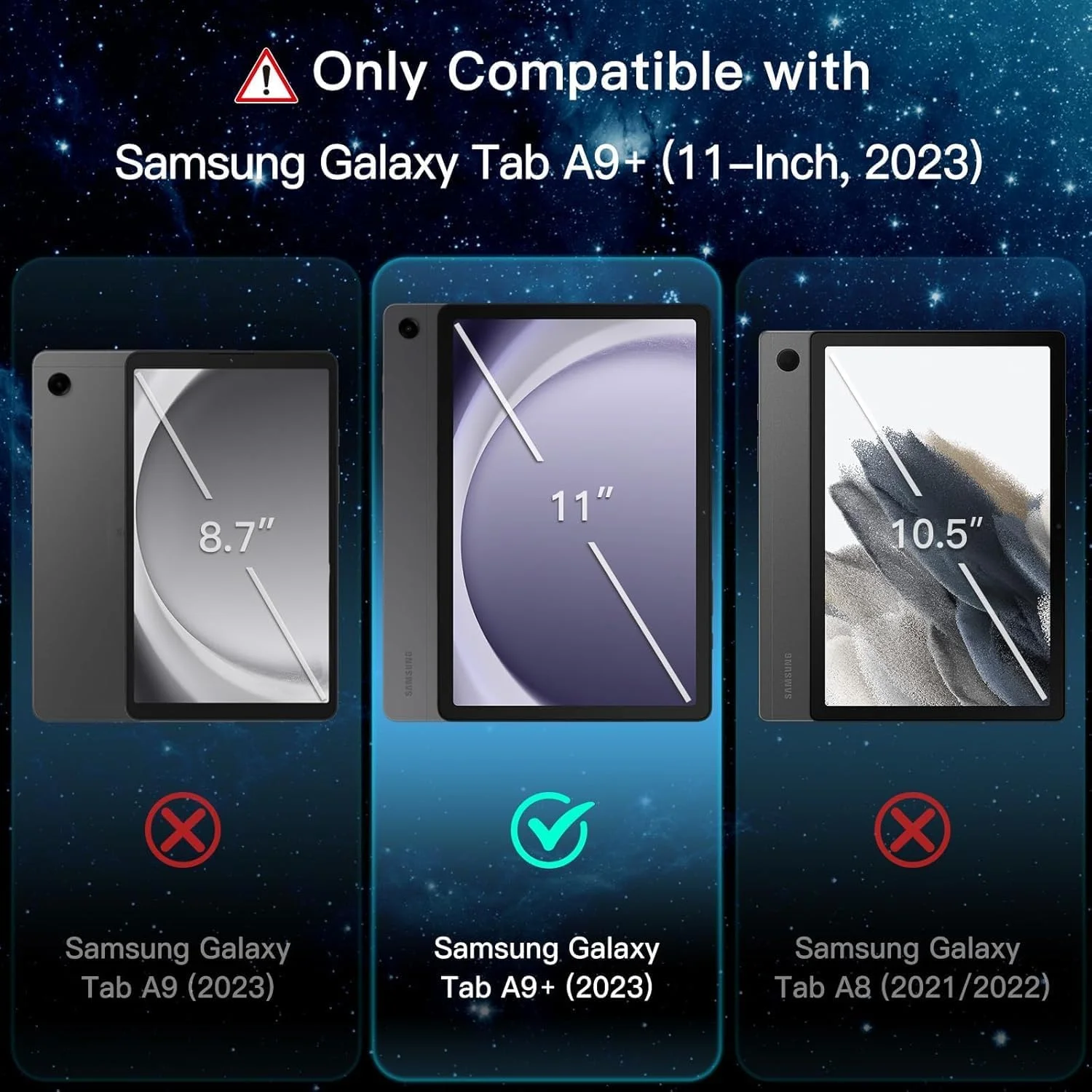 محافظ صفحه نمایش شیشه ای حرارت دیده Andwing برای Samsung Galaxy Tab A9 Plus، فیلم محافظ صفحه نمایش با سختی 9H سازگار با Samsung Tab A9 Plus/A9+، شیشه محافظ با ابزار نصب قاب