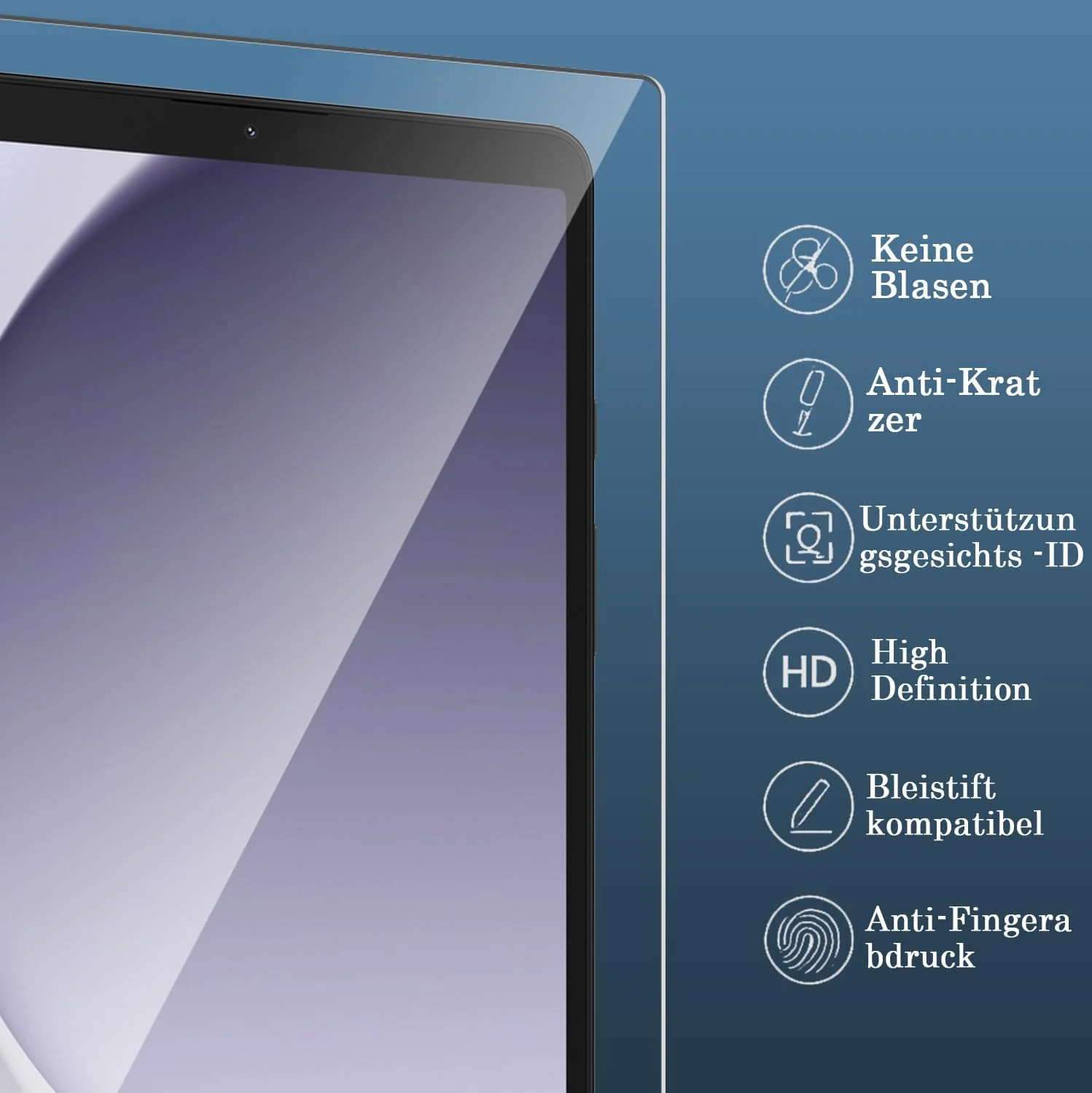 محافظ صفحه نمایش شیشه ای حرارت دیده Andwing برای Samsung Galaxy Tab A9 Plus، فیلم محافظ صفحه نمایش با سختی 9H سازگار با Samsung Tab A9 Plus/A9+، شیشه محافظ با ابزار نصب قاب