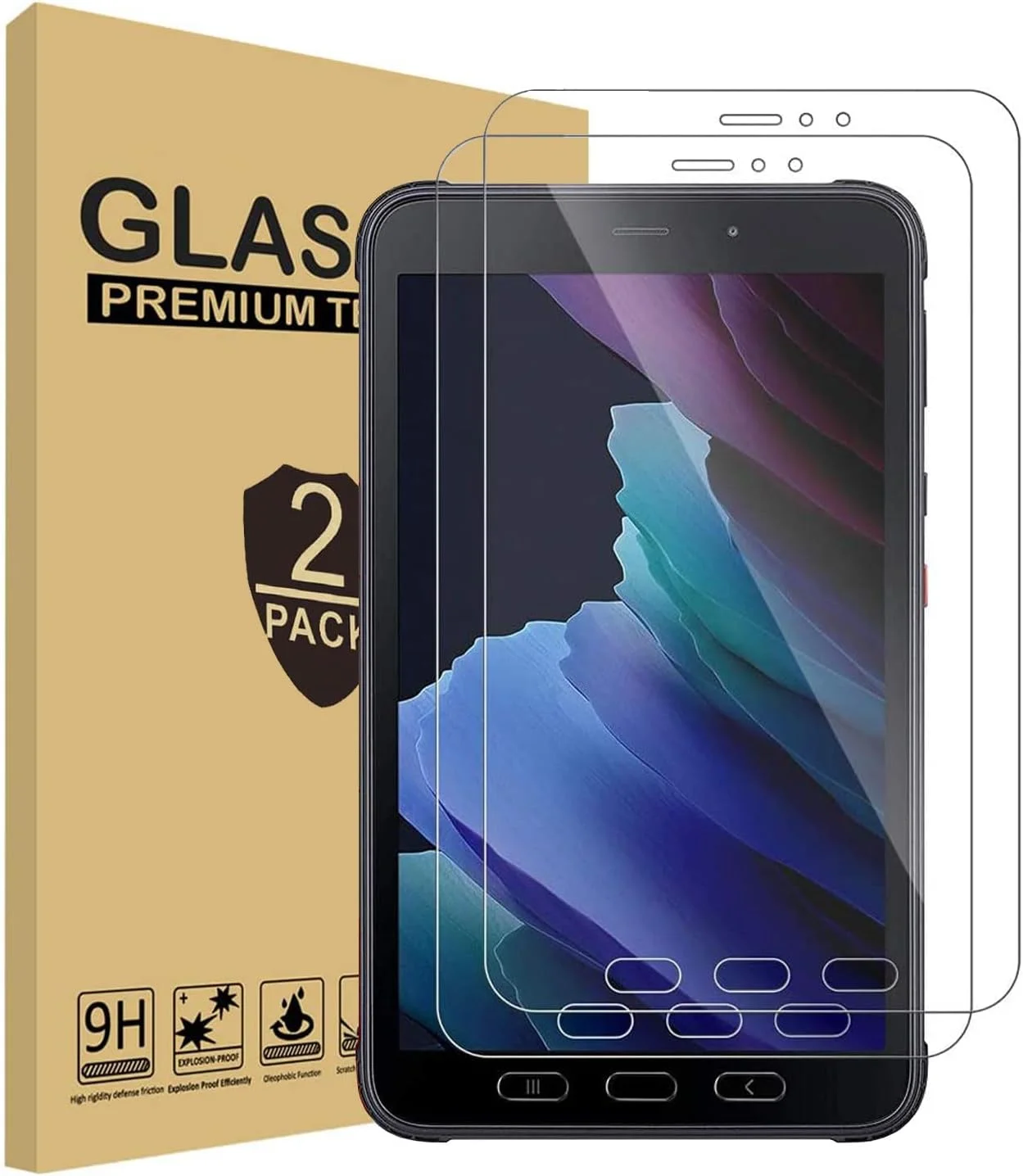 محافظ صفحه نمایش شیشه ای حرارت دیده زوکوف (مخصوص تبلت اکتیو 3) برای تبلت سامسونگ گلکسی تب اکتیو 3 سایز 8 اینچ، پوشش کامل، وضوح HD 9H، مقاوم در برابر خش، ضد اثر انگشت مدل T570 T575 T577 [بسته 2 عددی]