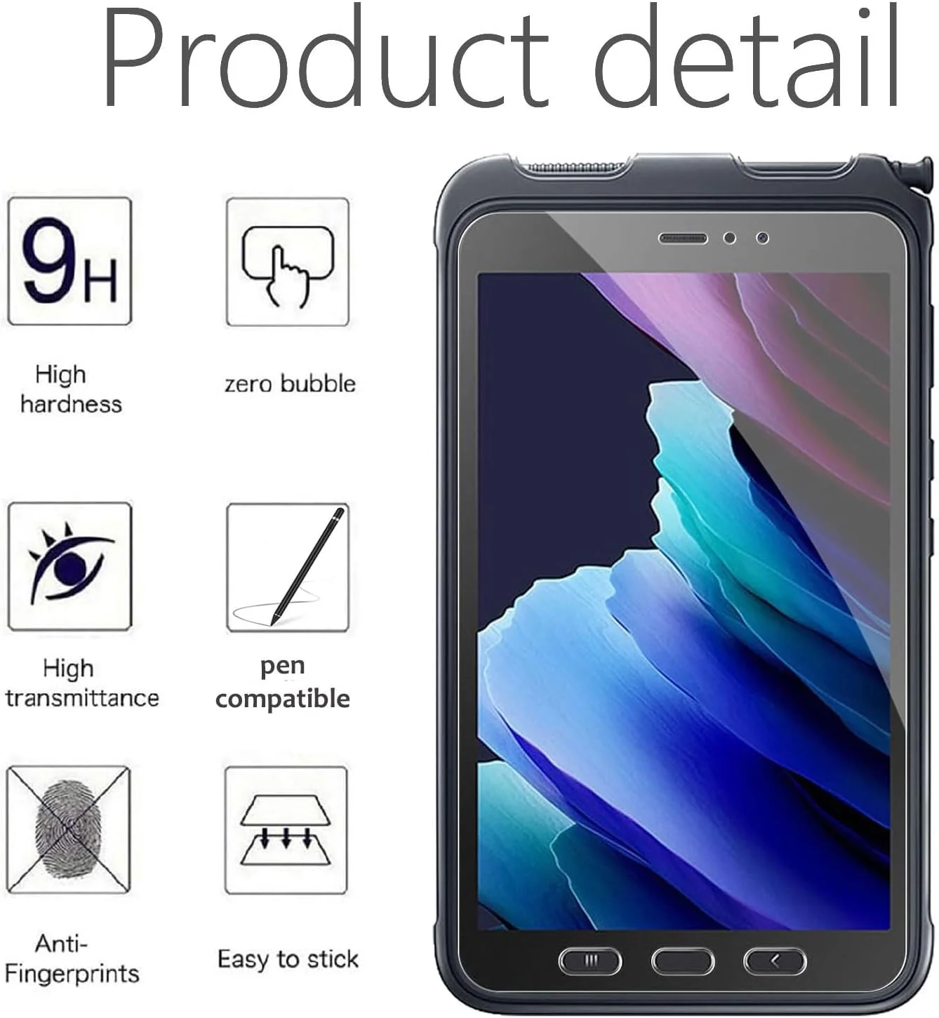محافظ صفحه نمایش شیشه ای حرارت دیده زوکوف (مخصوص تبلت اکتیو 3) برای تبلت سامسونگ گلکسی تب اکتیو 3 سایز 8 اینچ، پوشش کامل، وضوح HD 9H، مقاوم در برابر خش، ضد اثر انگشت مدل T570 T575 T577 [بسته 2 عددی]