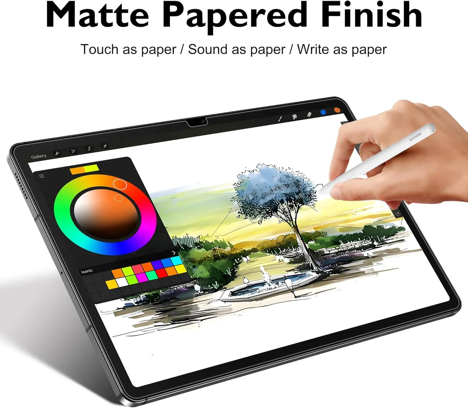محافظ صفحه نمایش شیشه ای کاغذ مانند Esanik، بسته 2 عددی، برای تبلت سامسونگ گلکسی تب S10 Lite/S10 FE/ S9 / S9 FE (11 اینچ)، فیلم شیشه ای حرارت دیده 9H با قاب تراز، نوشتن مانند روی کاغذ، ضد تابش