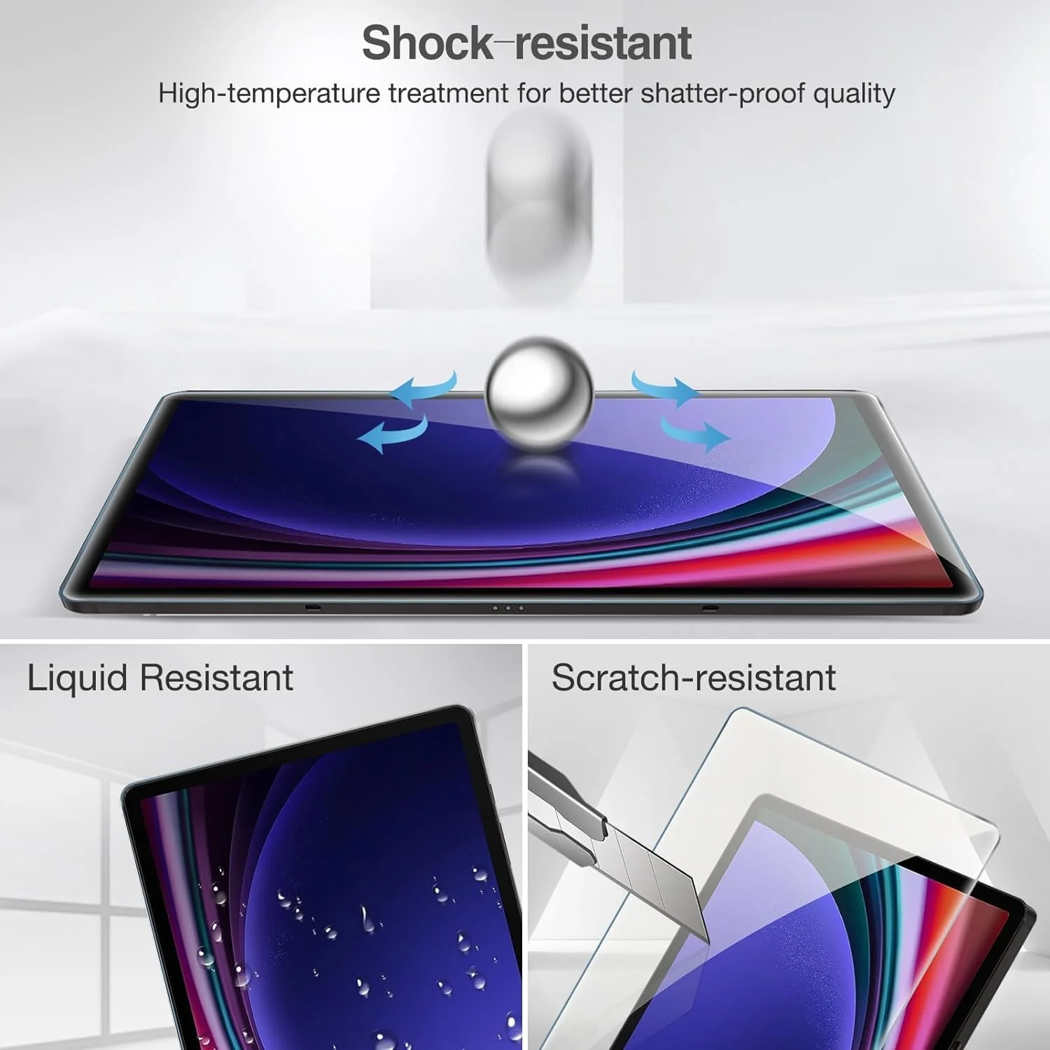 محافظ صفحه نمایش شیشه ای حرارت دیده زوبی تک برای گلکسی تب S9، نصب آسان، شفافیت HD، مقاوم در برابر شکستن، سختی 9H و پوشش اولئوفوبیک ضد اثر انگشت برای سامسونگ گلکسی تب S9 11 اینچ 2023 (1 عدد)