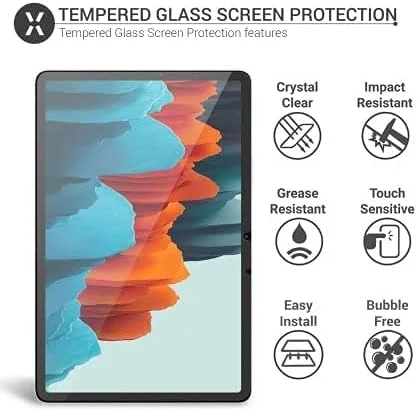محافظ صفحه نمایش AWH برای Samsung Galaxy Tab S7 FE 12.4 SM-T730/T736B (2021)، پشتیبانی از قلم S Pen با سختی 9H، ضد خش، ضد شکستگی و بدون حباب (بسته 3 عددی)