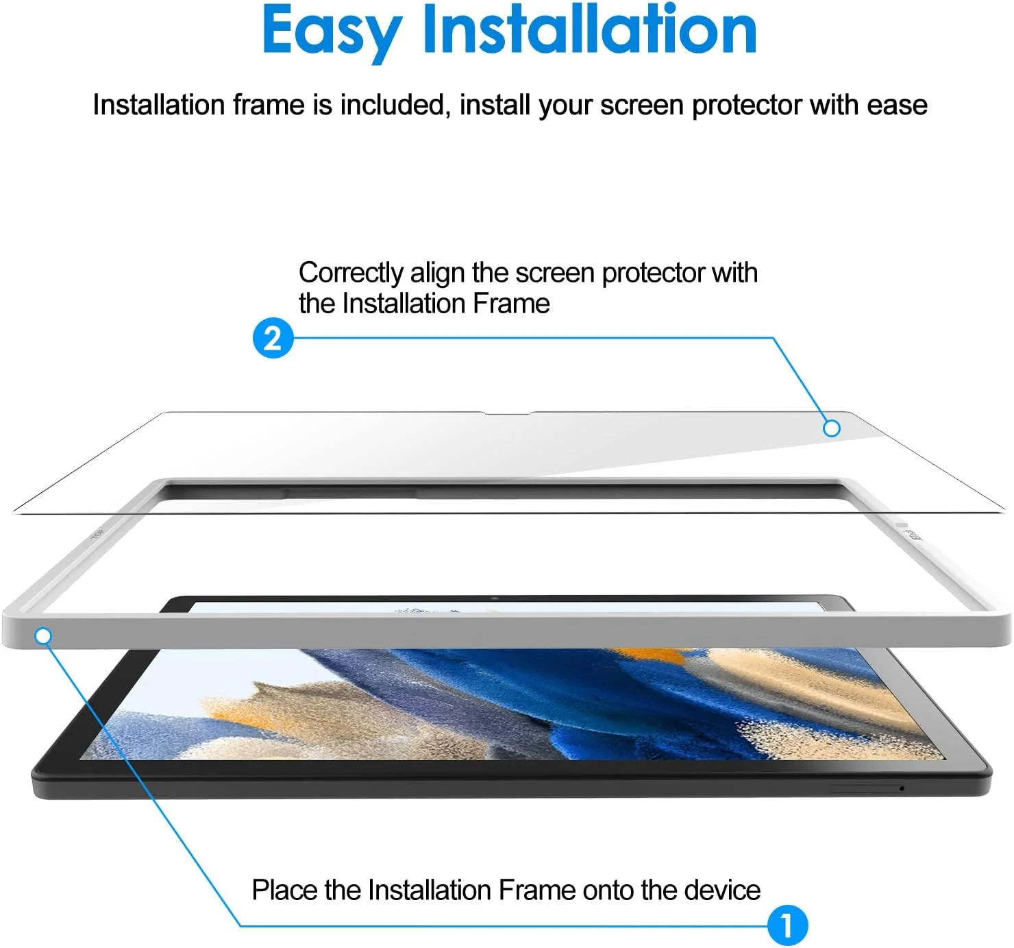 محافظ صفحه نمایش JETech سازگار با Samsung Galaxy Tab A8 (10.5 اینچی، مدل 2021، SM-X200/X205/X207)، فیلم شیشه ای حرارت دیده 9H ضد خش، HD شفاف با ابزار نصب آسان، 2 عدد