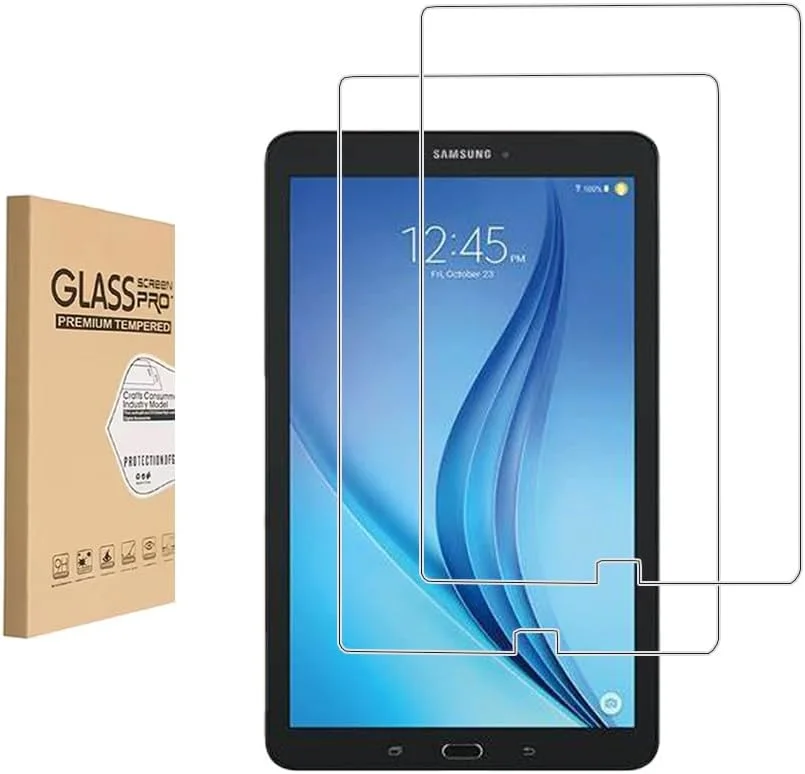 محافظ صفحه نمایش شونویگ (2 عددی) برای تبلت سامسونگ گلکسی تب E T560، شیشه حرارت دیده، سختی 9H ضد خش، بدون حباب، نصب آسان و سازگار با قاب