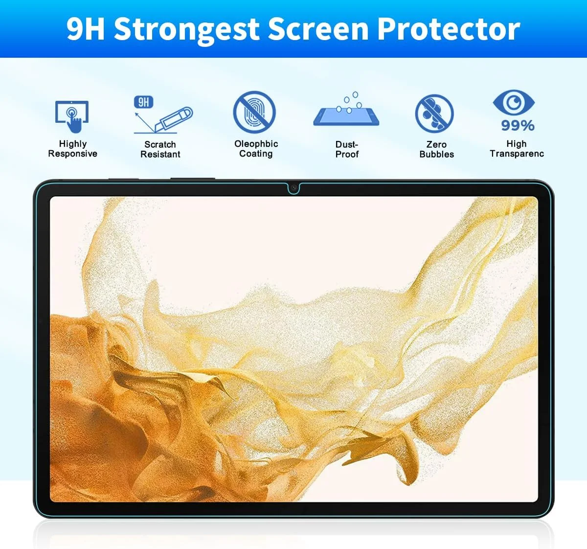 Whioltl [بسته 2 عددی محافظ صفحه نمایش شیشه ای حرارت دیده برای تبلت سامسونگ گلکسی تب S8 2022 / تب S7 2020 11 اینچی (SM-X700/X706/T870/T875/T878)، محافظ صفحه نمایش شفاف HD سازگار با سامسونگ تب S8/S7، سازگار با قاب