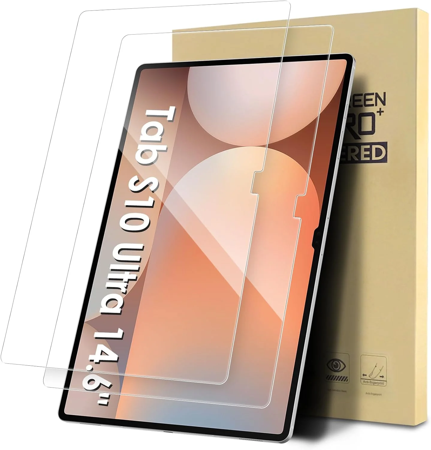 محافظ صفحه نمایش Suppeak، بسته 2 عددی، سازگار با تبلت سامسونگ گلکسی تب S10 Ultra 14.6 اینچ (2024)، فیلم شفاف شیشه ای حرارت دیده، ضد خش، سختی 9H، نصب آسان