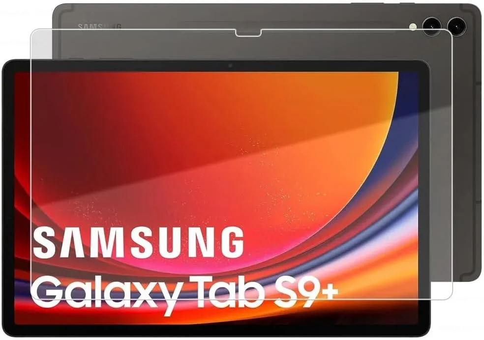 محافظ صفحه نمایش شیشه ای حرارت دیده برای تبلت سامسونگ گلکسی تب اس 9 پلاس 2023 [بدون حباب] [سختی 9H] محافظ ضد خش فیلم شیشه ای حرارت دیده برای سامسونگ گلکسی تب اس 9 پلاس [12.4 اینچ] شفاف