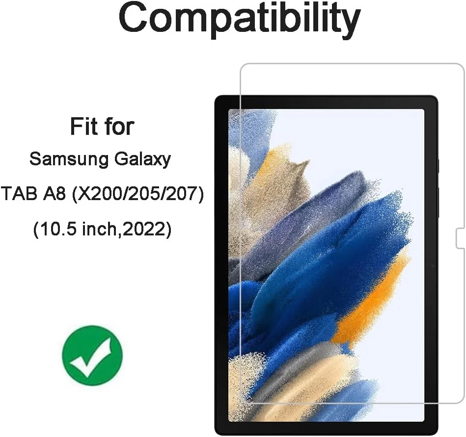 محافظ صفحه نمایش HYGMOCC برای تبلت سامسونگ گلکسی تب A8 مدل 2022 با صفحه نمایش 10.5 اینچ SM-X200 SM-X205 SM-X207، فیلم شیشه ای حرارت دیده ضد خش، بدون حباب، کیفیت بالا (2 عدد)