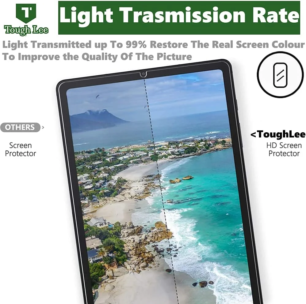محافظ صفحه نمایش شیشه ای سخت Tough Lee برای تبلت سامسونگ گلکسی تب S6 لایت 10.4 اینچ 2020 (SM-P610 / P615) (سازگار با قلم S) (بسته 1 عددی) (همراه با کیت نصب آسان)