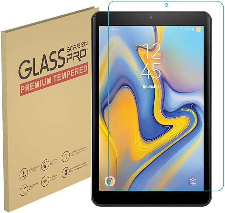 محافظ صفحه نمایش HYGMOCC برای تبلت سامسونگ گلکسی تب A 8.0 اینچ (2018) مدل SM-T387، فیلم شیشه ای حرارت دیده، سختی 9H، ضد خش، سازگار با قاب، بدون حباب (1 عدد)
