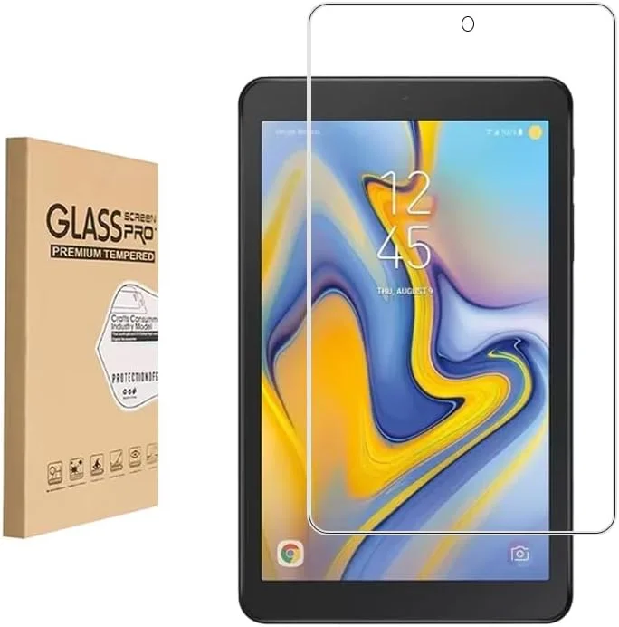 محافظ صفحه نمایش Shunwige برای تبلت سامسونگ گلکسی تب A 8.0 اینچ (مدل SM-T387)، شیشه حرارت دیده، سختی 9H، ضد خش، بدون حباب، نصب آسان و سازگار با قاب (1 عدد)