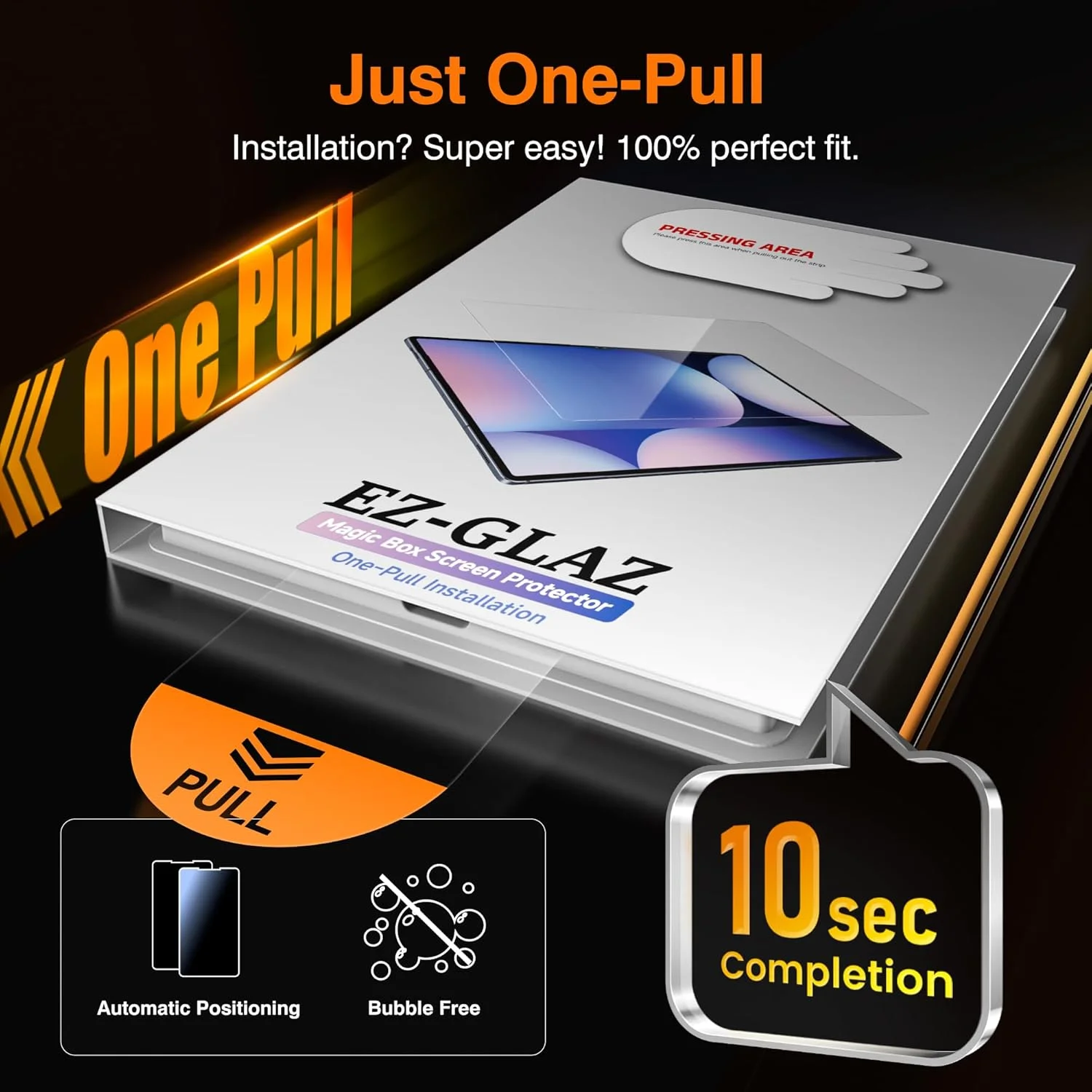 محافظ صفحه نمایش 2 عددی EZ-GLAZ برای سامسونگ A9 پلاس، شیشه حرارت دیده با سختی 9H+، دارای سینی نصب آسان، مقاوم در برابر خراش، پشتیبانی از قلم اپل، سازگار با قاب، شفافیت HD