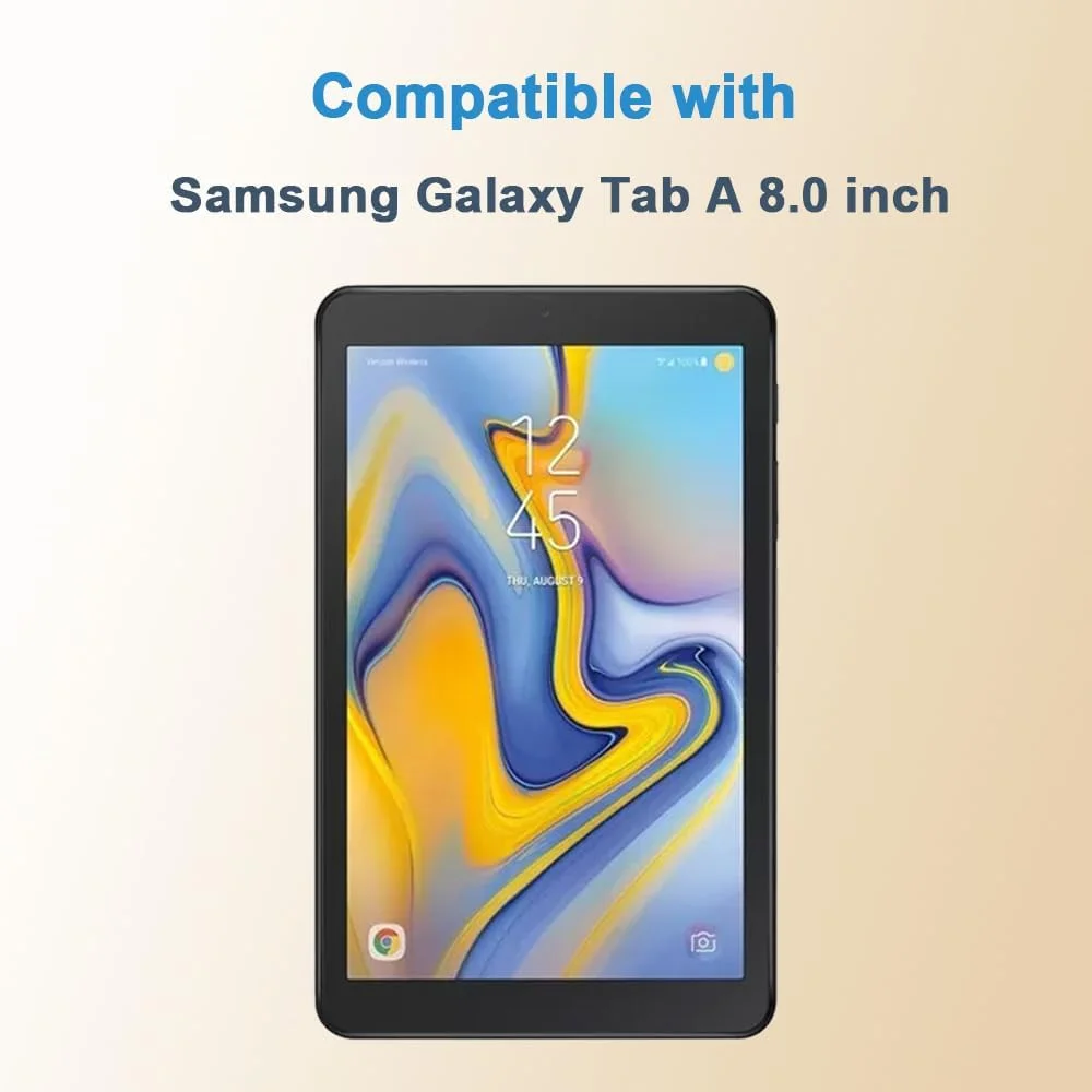 محافظ صفحه نمایش Shunwige برای تبلت سامسونگ گلکسی تب A 8.0 اینچ (مدل SM-T387)، شیشه حرارت دیده، سختی 9H، ضد خش، بدون حباب، نصب آسان و سازگار با قاب (1 عدد)