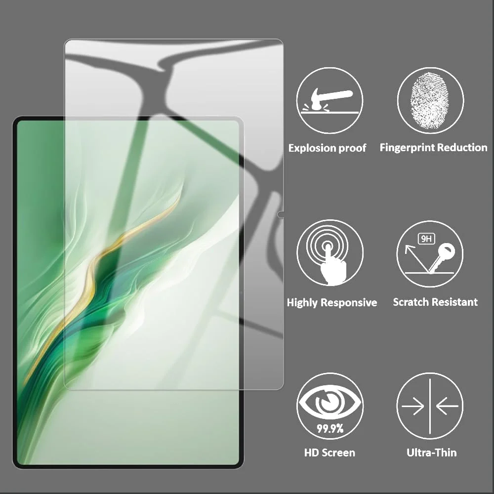 محافظ صفحه نمایش شیشه ای حرارت دیده برای تبلت آنر مجیک پد 2 12.3 اینچی [بدون حباب] [سختی 9H] [مقاوم در برابر خراش] فیلم محافظ شیشه ای حرارت دیده برای آنر مجیک پد 2 شفاف (1)