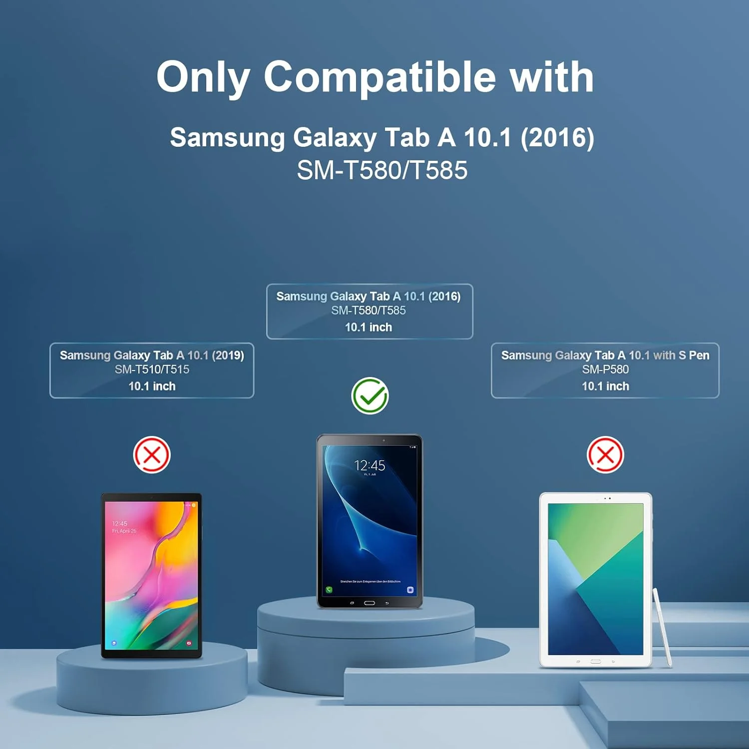 محافظ صفحه نمایش 2 عددی GiiYoon برای تبلت سامسونگ گلکسی تب A 10.1 2016 (SM-T580/T585/T581) شیشه حرارت دیده [HD Crystal Clear] [نصب آسان] [مقاوم در برابر خراش] [سختی 9H] فیلم محافظ