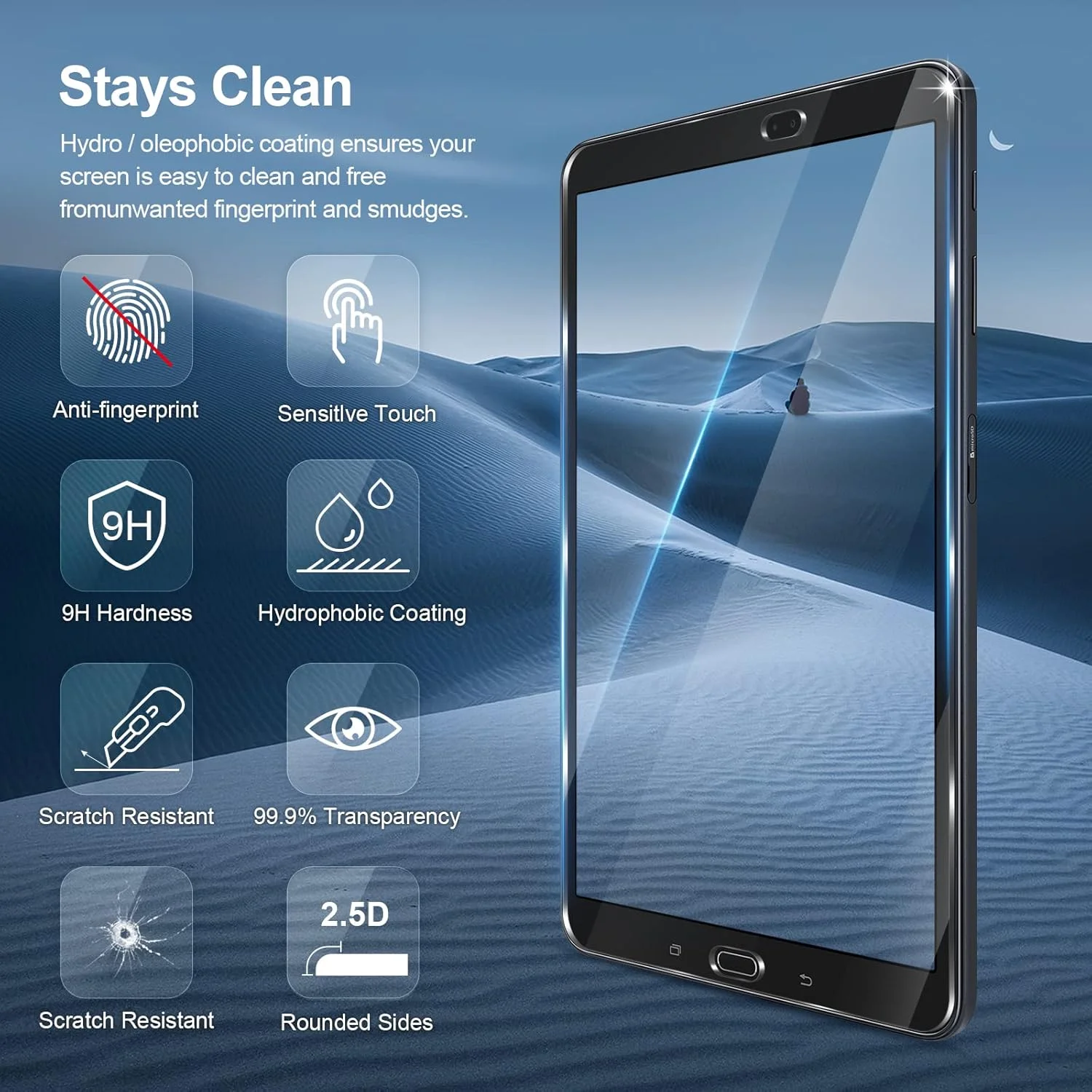 محافظ صفحه نمایش 2 عددی GiiYoon برای تبلت سامسونگ گلکسی تب A 10.1 2016 (SM-T580/T585/T581) شیشه حرارت دیده [HD Crystal Clear] [نصب آسان] [مقاوم در برابر خراش] [سختی 9H] فیلم محافظ