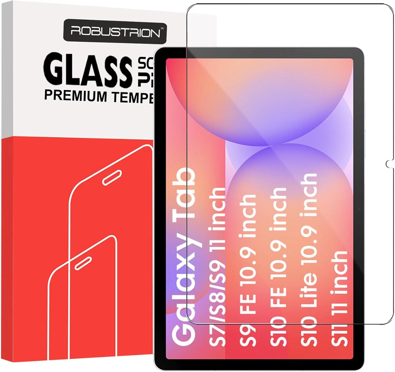محافظ صفحه نمایش شیشه ای حرارت دیده Robustrion برای تبلت سامسونگ گلکسی تب S10 Lite 10.9 اینچ / S9 FE / تب S11 / S10 FE / S9 / S8 / S7 11 اینچ - بسته 1 عددی