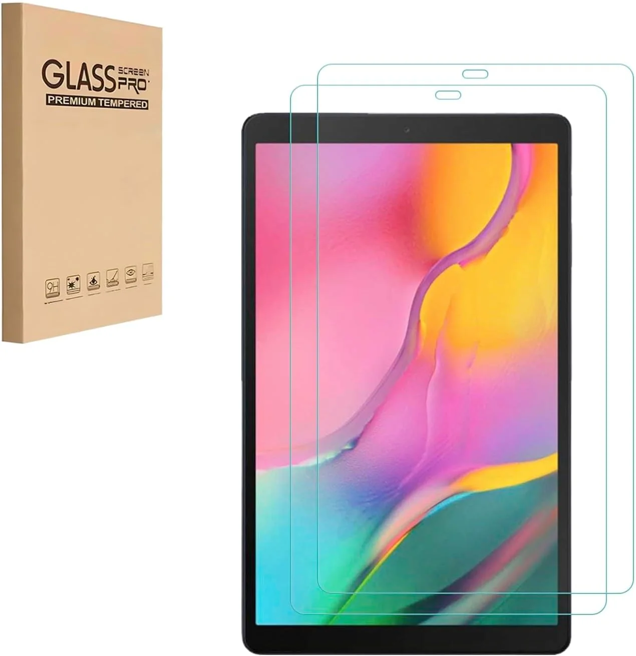 محافظ صفحه نمایش HYGMOCC برای تبلت سامسونگ گلکسی تب A 10.1 2019 (SM-T510/T515/T517)، فیلم شیشه ای حرارت دیده ضد خش، بدون حباب، کیفیت تصویر بالا (2 عدد)