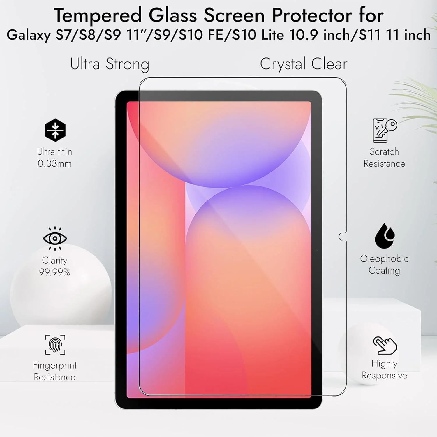 محافظ صفحه نمایش شیشه ای حرارت دیده Robustrion برای تبلت سامسونگ گلکسی تب S10 Lite 10.9 اینچ / S9 FE / تب S11 / S10 FE / S9 / S8 / S7 11 اینچ - بسته 1 عددی