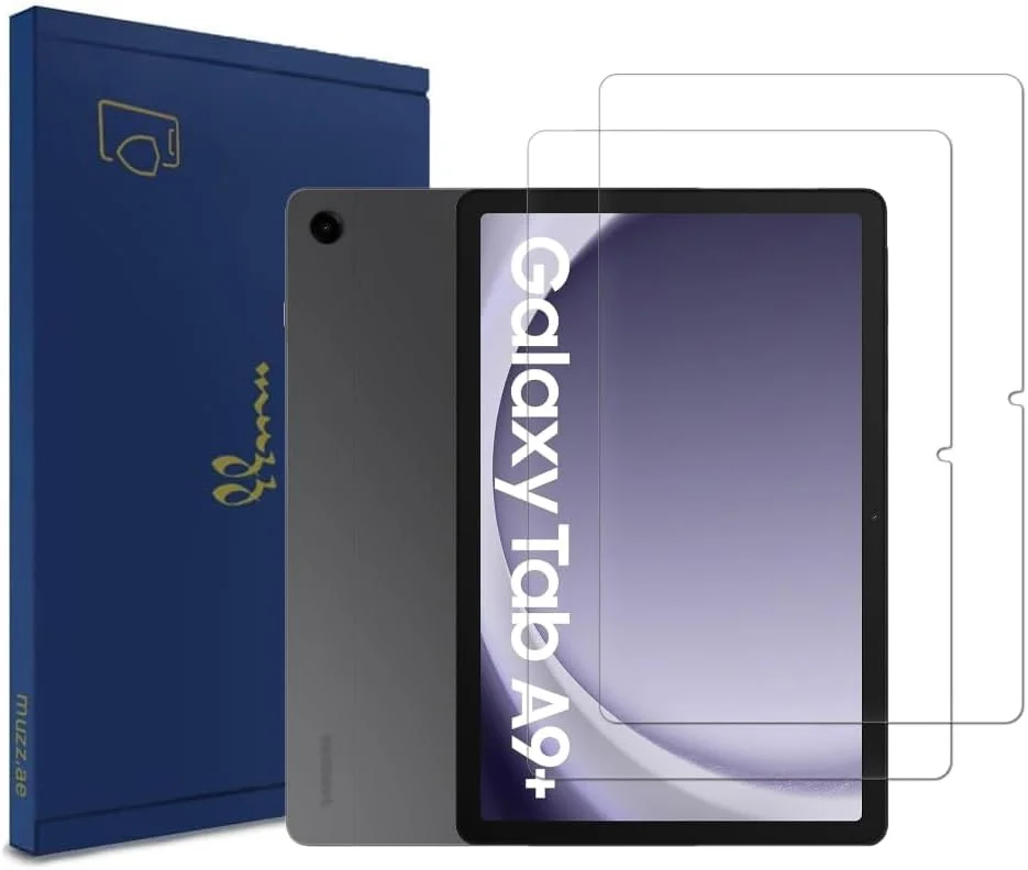 محافظ صفحه نمایش Muzz برای Samsung Galaxy Tab A9 Plus 5G، شیشه حرارت دیده، بسته 2 عددی، سختی بالا، شفاف برای Tab A9+ 11 اینچ