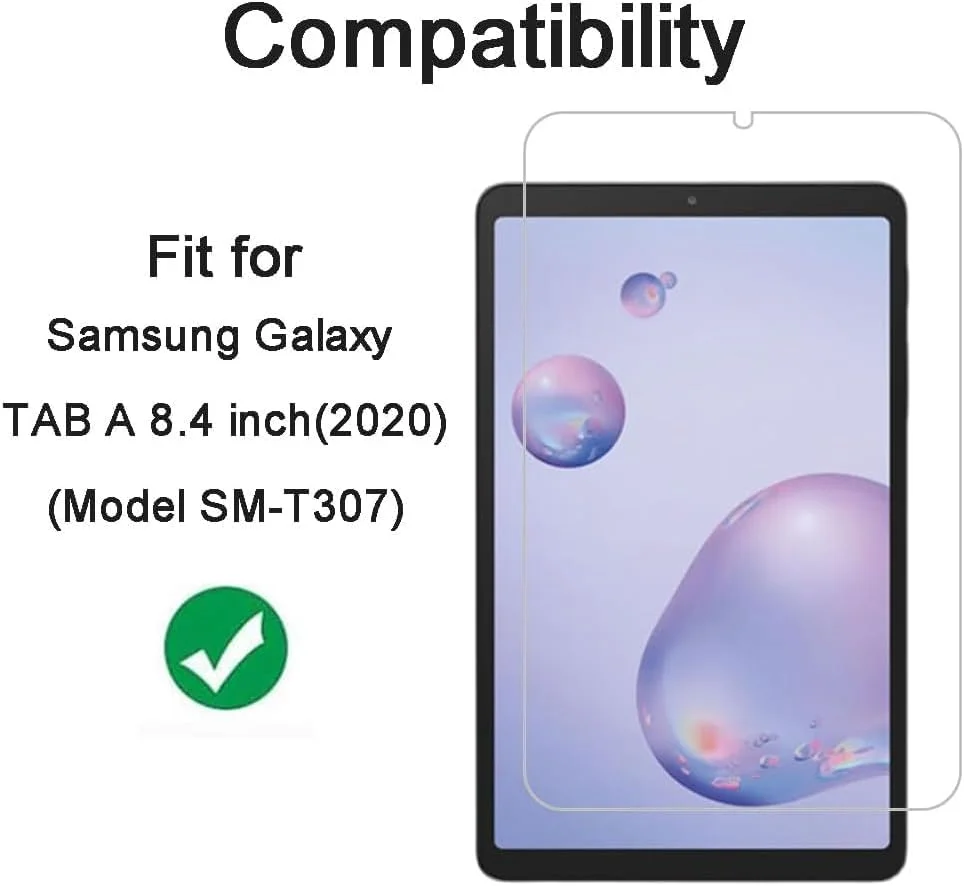 محافظ صفحه نمایش Shunwige برای Samsung Galaxy Tab A [8.4 اینچ] (2020) SM-T307 شیشه حرارت دیده، سختی 9H ضد خش، بدون حباب، نصب آسان و سازگار با قاب (1 عدد)