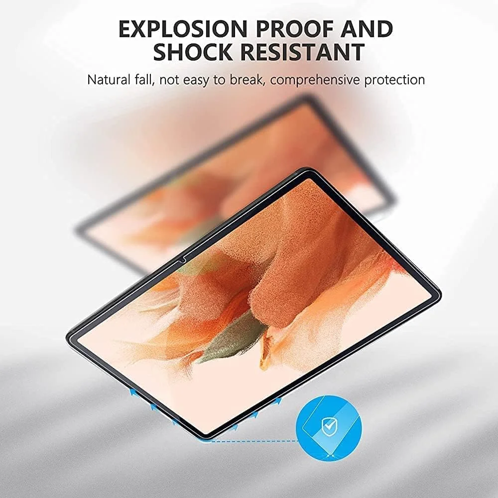 محافظ صفحه نمایش AWH برای Samsung Galaxy Tab S7 FE 12.4 SM-T730/T736B (2021)، پشتیبانی از قلم S، با سختی 9H، ضد خش، مقاوم در برابر شکستن و بدون حباب (2 عدد)