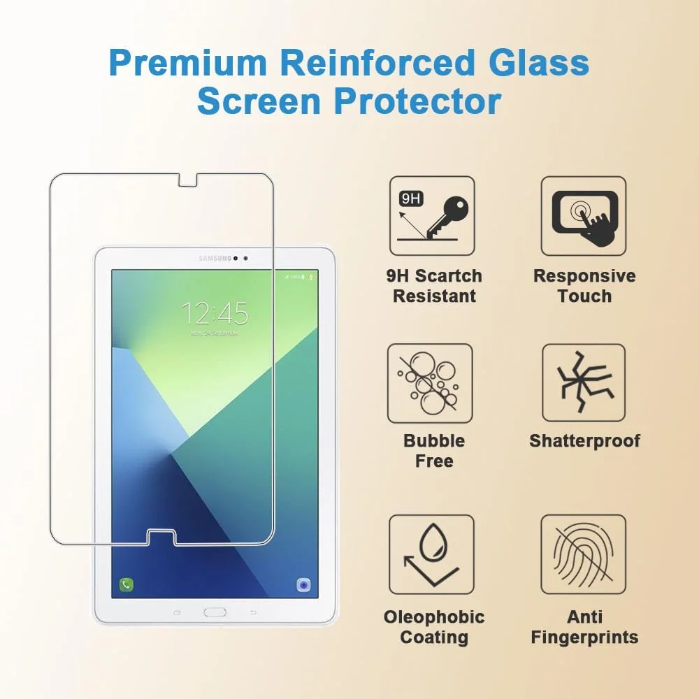 محافظ صفحه نمایش Shunwige برای Samsung Galaxy Tab A 10 (10 اینچی، P585/P580)، شیشه حرارت دیده، سختی 9H ضد خش، بدون حباب، نصب آسان و سازگار با قاب (1 عدد)