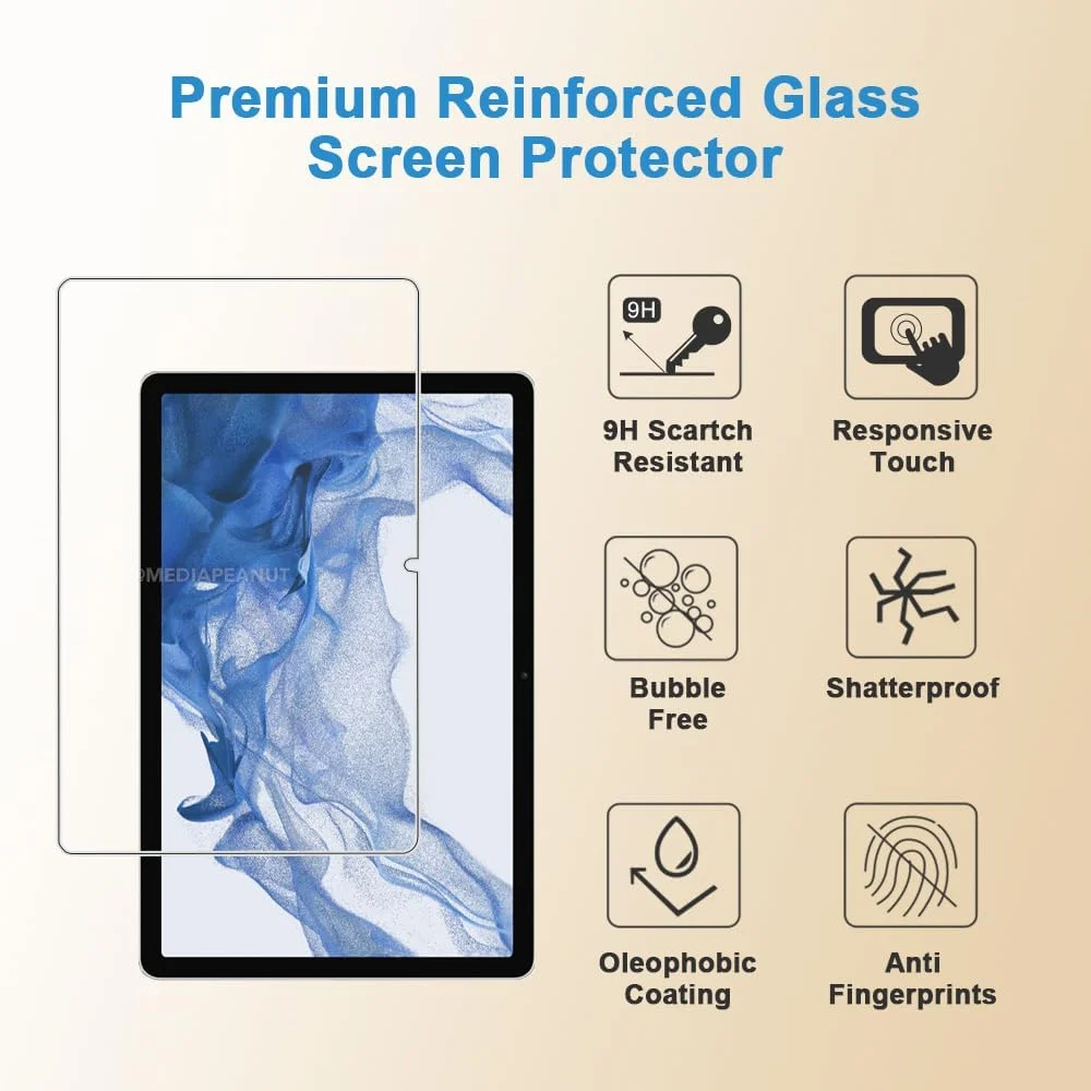 محافظ صفحه نمایش Shunwige برای Samsung Galaxy Tab S9 Fe/Samsung Tab S9/ S8/ S7 11 اینچ شیشه حرارت دیده، سختی 9H ضد خش، بدون حباب، نصب آسان و سازگار با قاب (1 عدد)