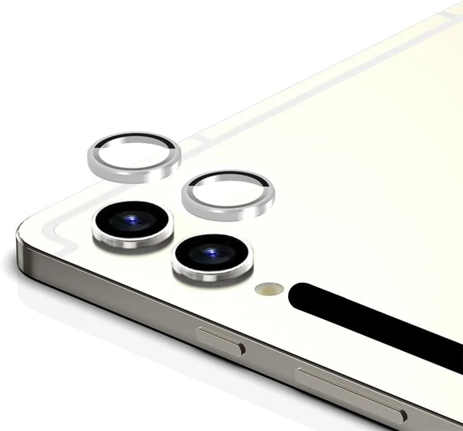 محافظ لنز دوربین QINOUK برای Samsung Galaxy Tab S9+، [2 عدد] حلقه آلیاژ آلومینیوم، پوشش HD برای لنز دوربین، [ضد خش] برای Samsung Galaxy Tab S9+ - نقره ای