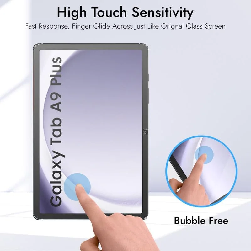 محافظ صفحه نمایش شیشه ای حرارت دیده پریمیوم Robustrion برای تبلت سامسونگ Tab A9 Plus 11 اینچ مناسب برای تبلت سامسونگ گلکسی Tab A9 Plus / A9+ مدل [SM-X210/X216] [ضد خش] و [ضد لک] - بسته 1 عددی