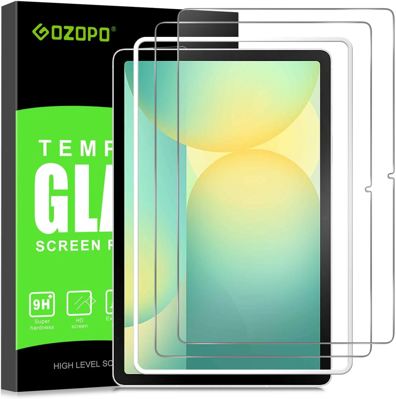 محافظ صفحه نمایش گوزوپو برای تبلت سامسونگ گلکسی تب S10 FE / S9 FE 10.9 اینچ / گلکسی تب S9 11.0 اینچ، فیلم شیشه ای حرارت دیده با قاب نصب آسان - 2 عدد