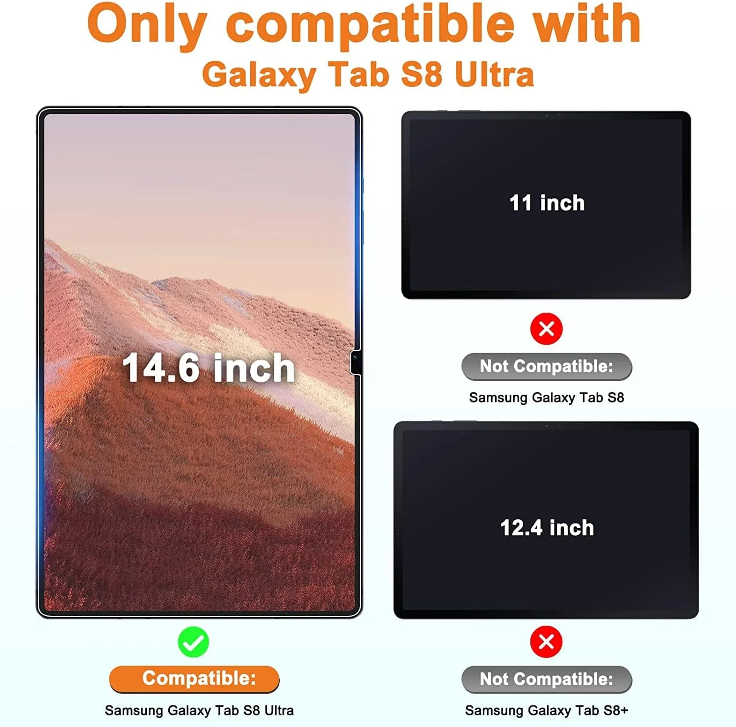 محافظ صفحه نمایش شیشه ای حرارت دیده Muzz برای تبلت سامسونگ گلکسی تب S8 Ultra، [بدون حباب] [ضد خش] [سازگار با قاب]