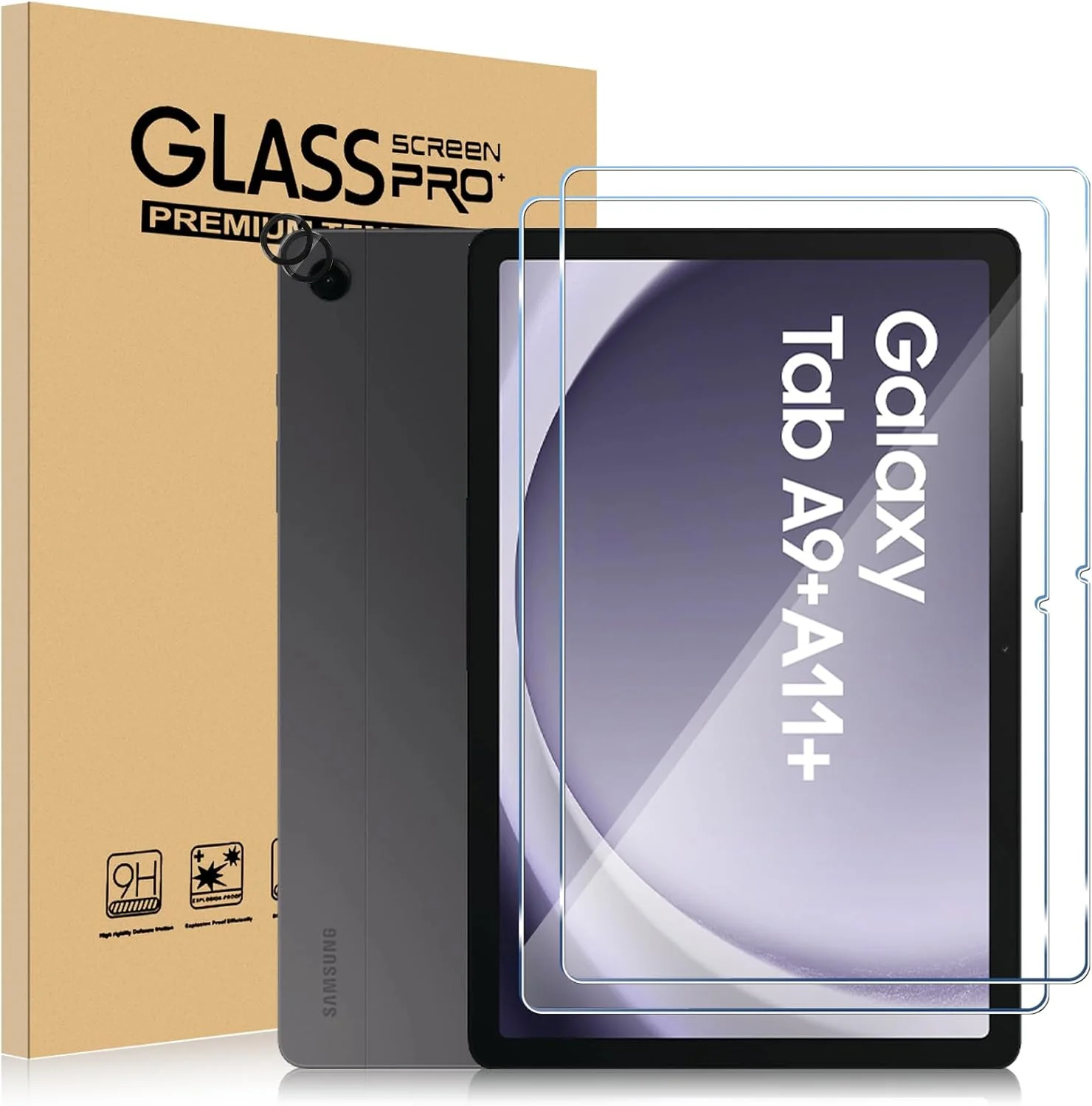 محافظ صفحه نمایش ELYCO سازگار با تبلت سامسونگ گلکسی Tab A11 Plus/A11+/A9 Plus/A9+، 2 عدد شیشه حرارت دیده + 2 عدد محافظ دوربین، سختی 9H، ضد خش، Ultra HD محافظ صفحه نمایش ELYCO سازگار با تبلت سامسونگ گلکسی Tab A11 Plus/A11+/A9 Plus/A9+، 2 عدد شیشه حرارت دیده + 2 عدد محافظ دوربین، سختی 9H، ضد خش، Ultra HD