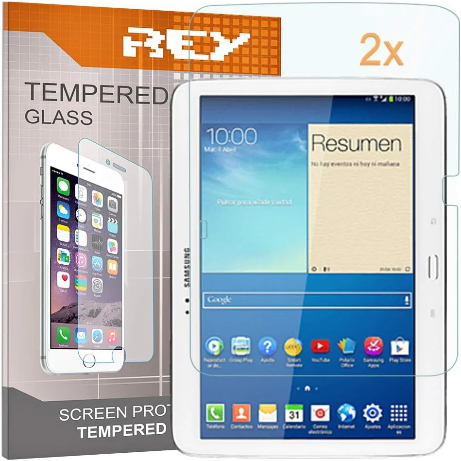 محافظ صفحه نمایش REY برای SAMSUNG GALAXY TAB 3 10.1" P5200، فیلم شیشه ای حرارت دیده، کیفیت عالی، [بسته 2 عددی]